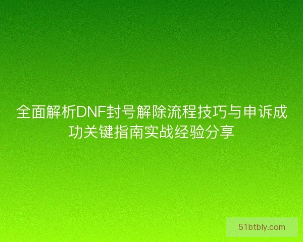 全面解析DNF封号解除流程技巧与申诉成功关键指南实战经验分享