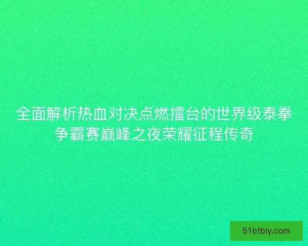 全面解析热血对决点燃擂台的世界级泰拳争霸赛巅峰之夜荣耀征程传奇